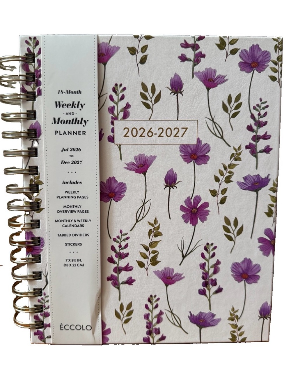 Eccolo Planner 2026- 2027 18-Month Weekly & Monthly Planner Hard Cover 8x7.5”